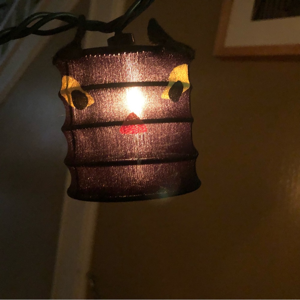 Set of 4 strands of string lights - black cats Halloween indoor outdoor decor